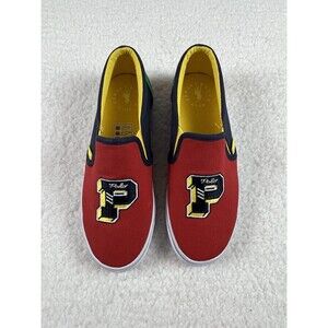 Polo Ralph Lauren Shoes Kids 2.5 Landyn Slip On P-Wing Logo Patch Canvas Preppy